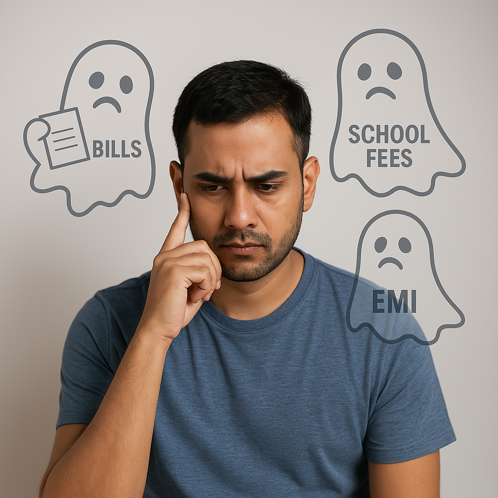 Concerned father thinking about his child's financial future